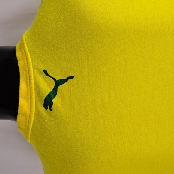 Puma Brazil Soccer spell out flag yellow & green SM casual summer t-shirt - Picture 4 of 5